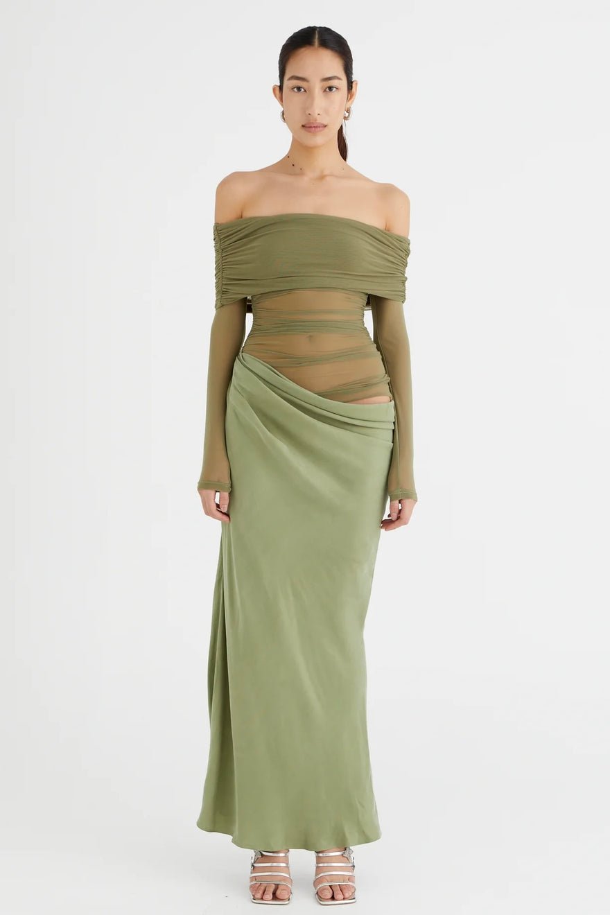 Benni Yasmin Off Shoulder Dress - Pistachio photo 4