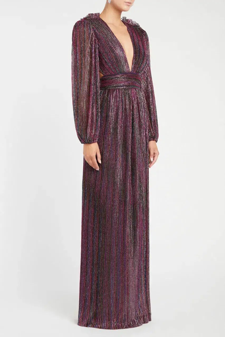 Rebecca Vallance Casey Gown Multi Lurex Size 8 photo 2