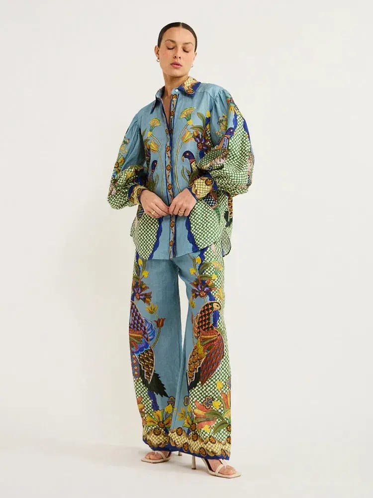 Alemais Gilly Shirt & Pant Set Misty Blue Size AU 6 photo 2