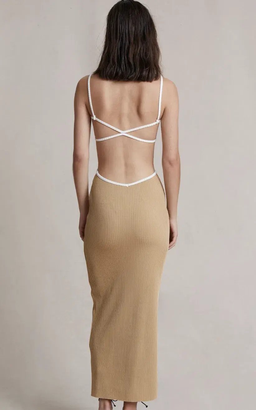 Bec & Bridge Coyote Midi Dress in Camel - Size 6 photo 8