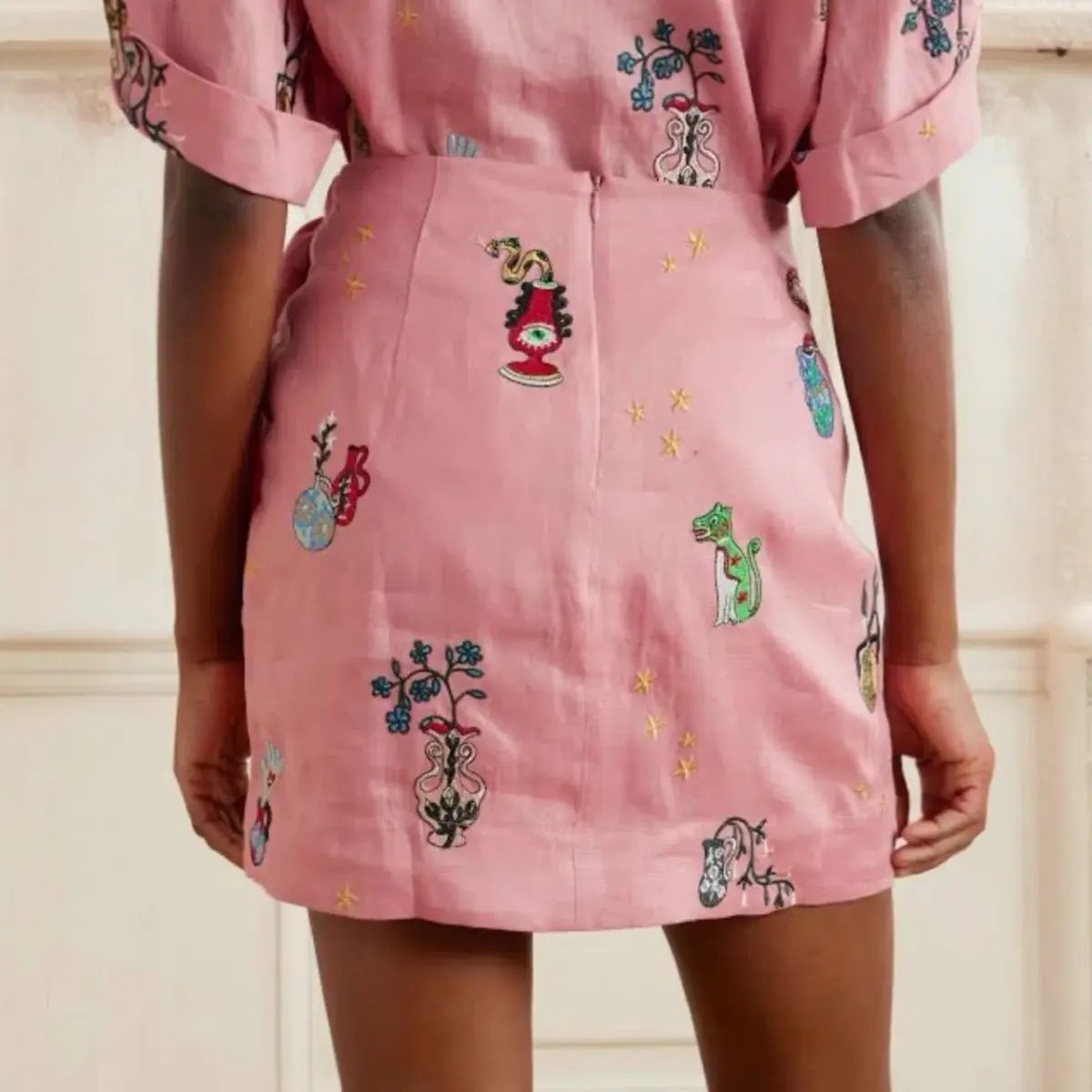 ALEMAIS Timmy Embroidered Shirt & Sarong Skirt Pink Size 10 AU photo 8
