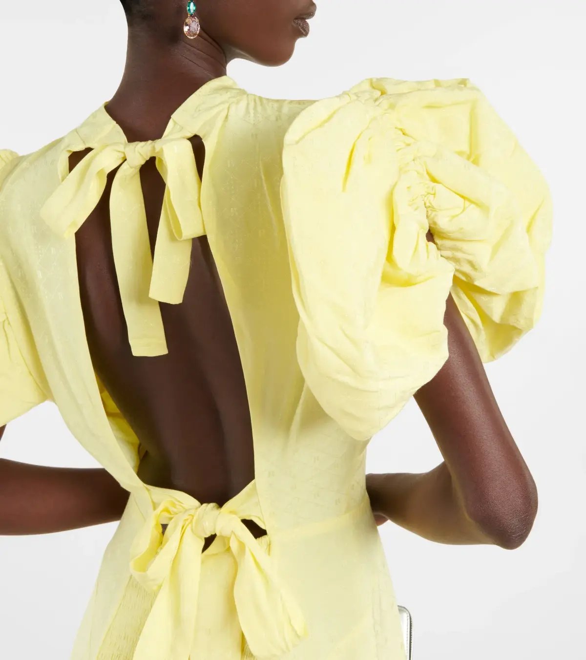 ROTATE Birger Christensen Midi Open Back Yellow Dress Size 8 photo 2