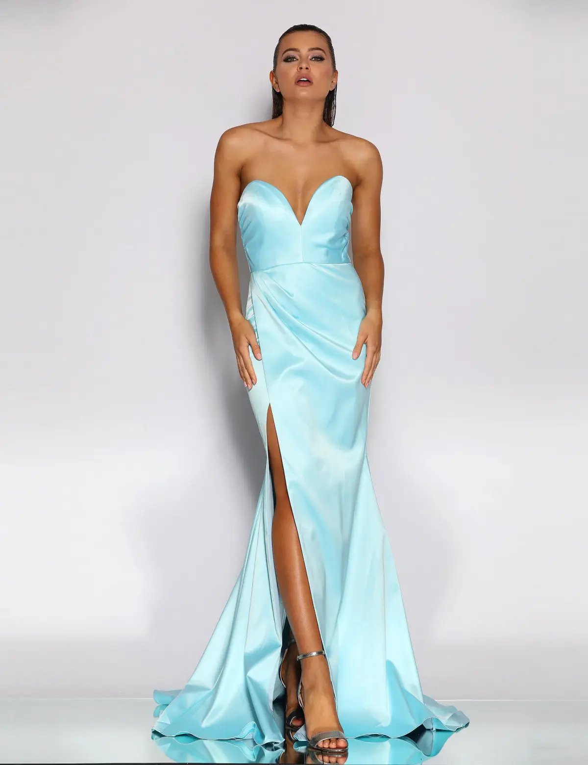 Jadore Esen Strapless Gown Blue Size 10 photo 2