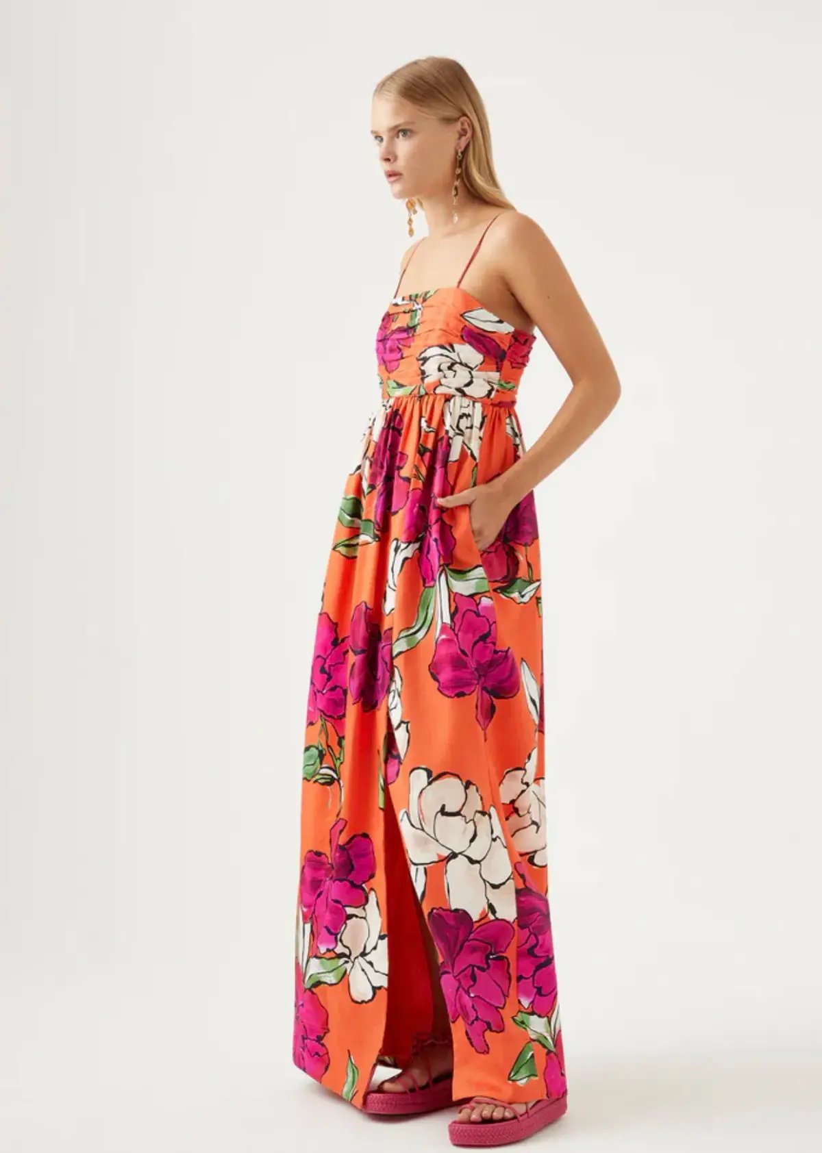 Aje Monument Tulip Maxi Dress Vivid Camellia Size 10 / M photo 2