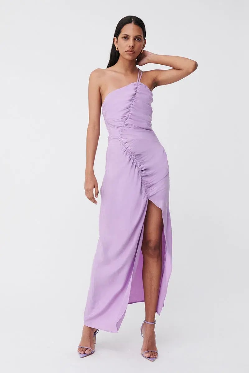 Suboo Andy Asymmetric Ruched Slip Midi Dress Lavender Size XS / Au 6 photo 2