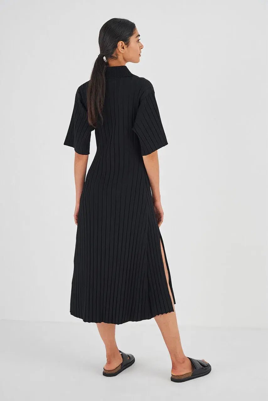Oroton Knit Polo Dress Black Size XS/AU 8 photo 3