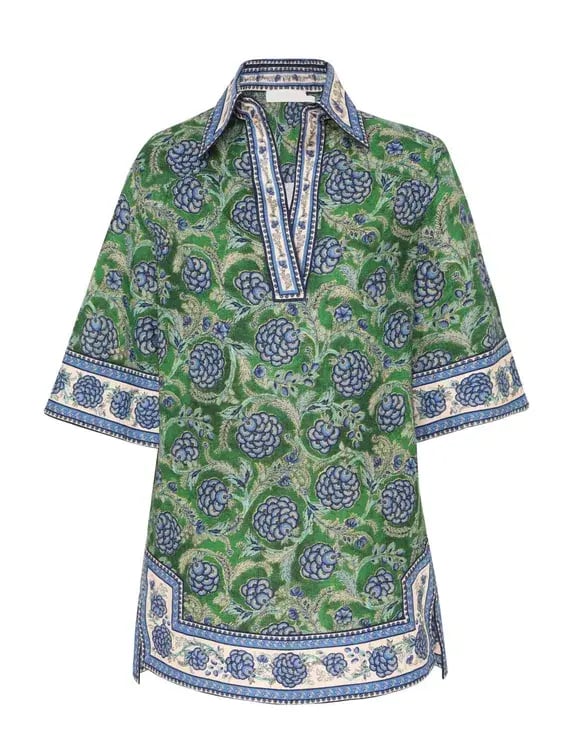 Zimmermann The Junie Tunic Dress in Green/Blue Floral Size 0/Au 8 photo 4