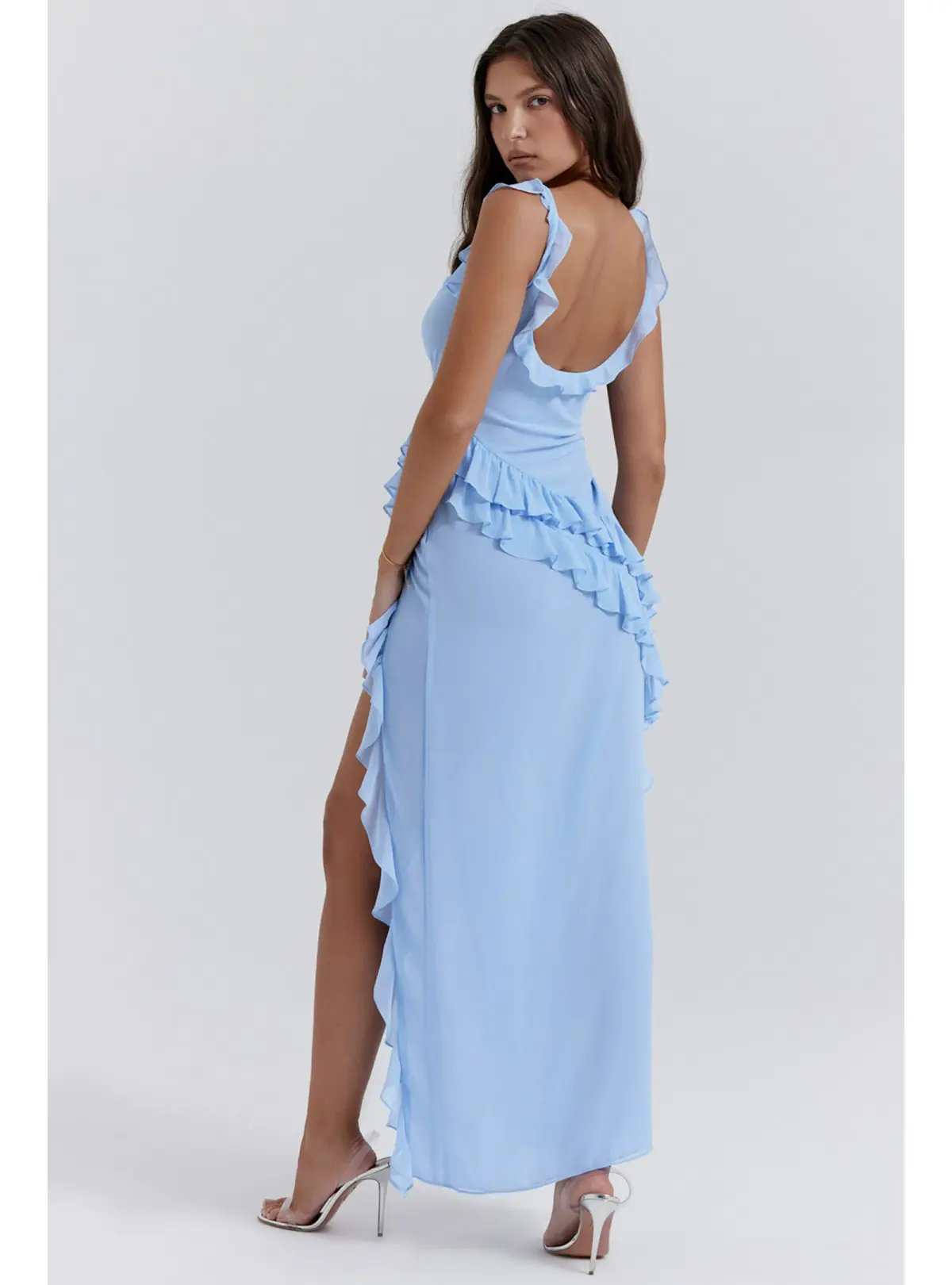 House of CB Ariela Ruffle Maxi Dress in Soft Blue Size S / AU 8 photo 2