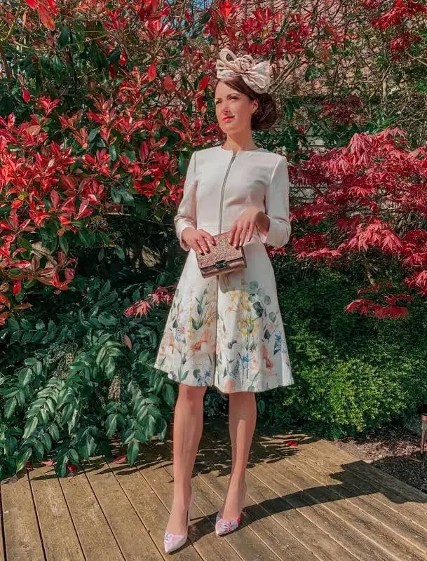 Ted Baker Oceanne Elegance Full Skirt Dress Floral Size 8 photo 3