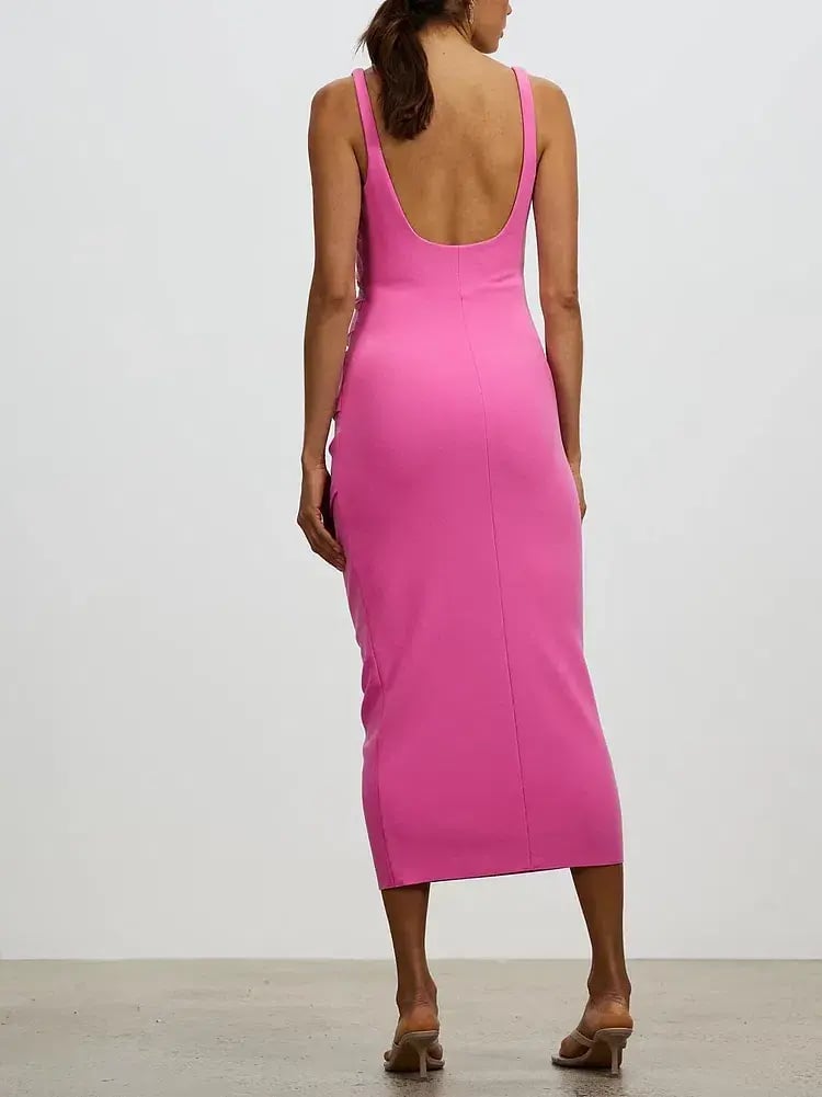 Bec & Bridge Karina Tuck Midi Dress In Bright Fuschia Size 8 photo 3