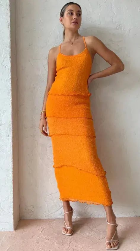 Ambra Madalena Greta Frill Gown Orange Size 10 photo 4