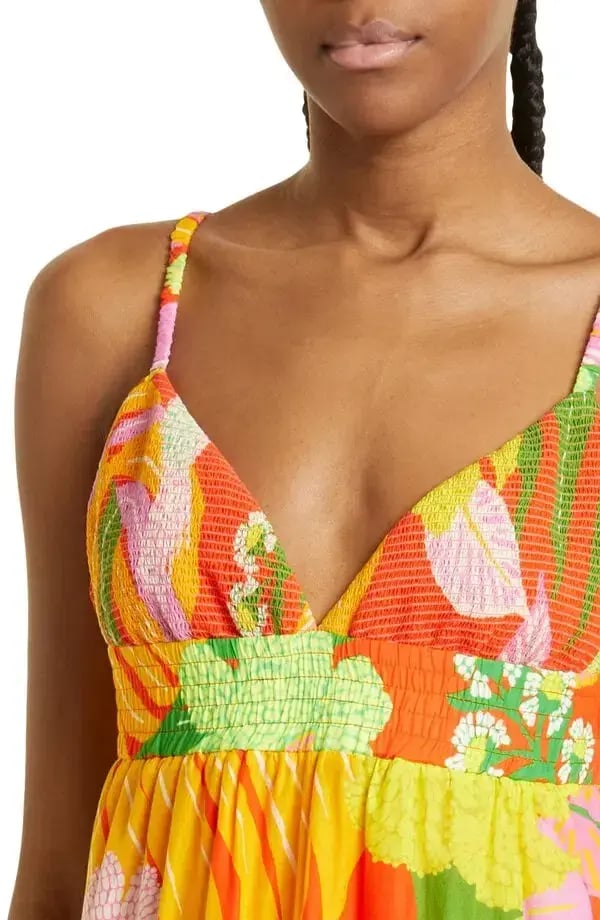 Farm Rio  Neon Floral Maxi Dress Multi Size 14 photo 3