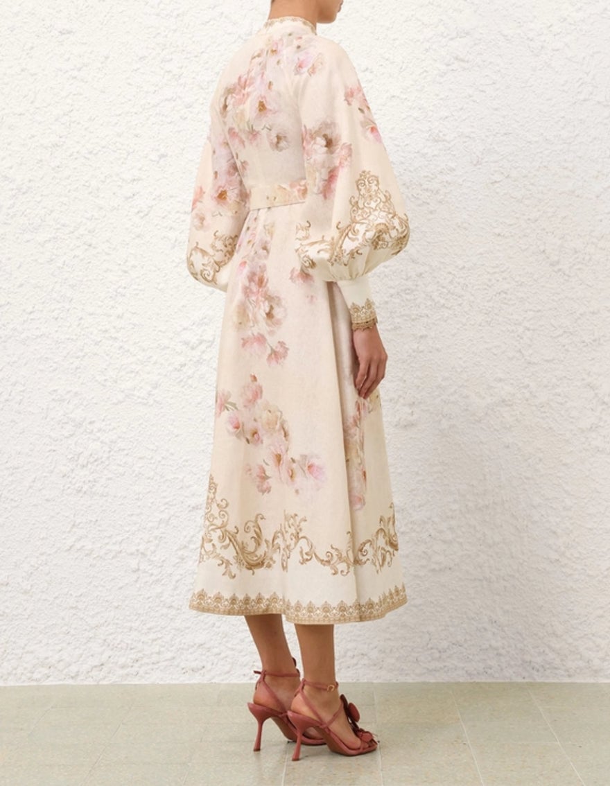 Zimmermann Hypnotic Buttoned Midi Dress In Cream Peony photo 4