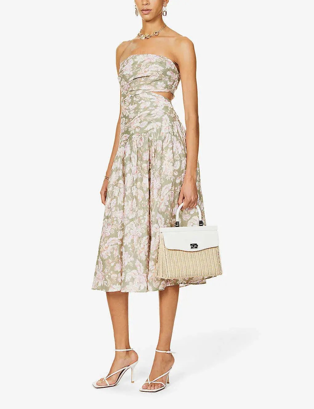Zimmermann Lyre Linen Floral Dress Size 1/ Au 10 photo 3