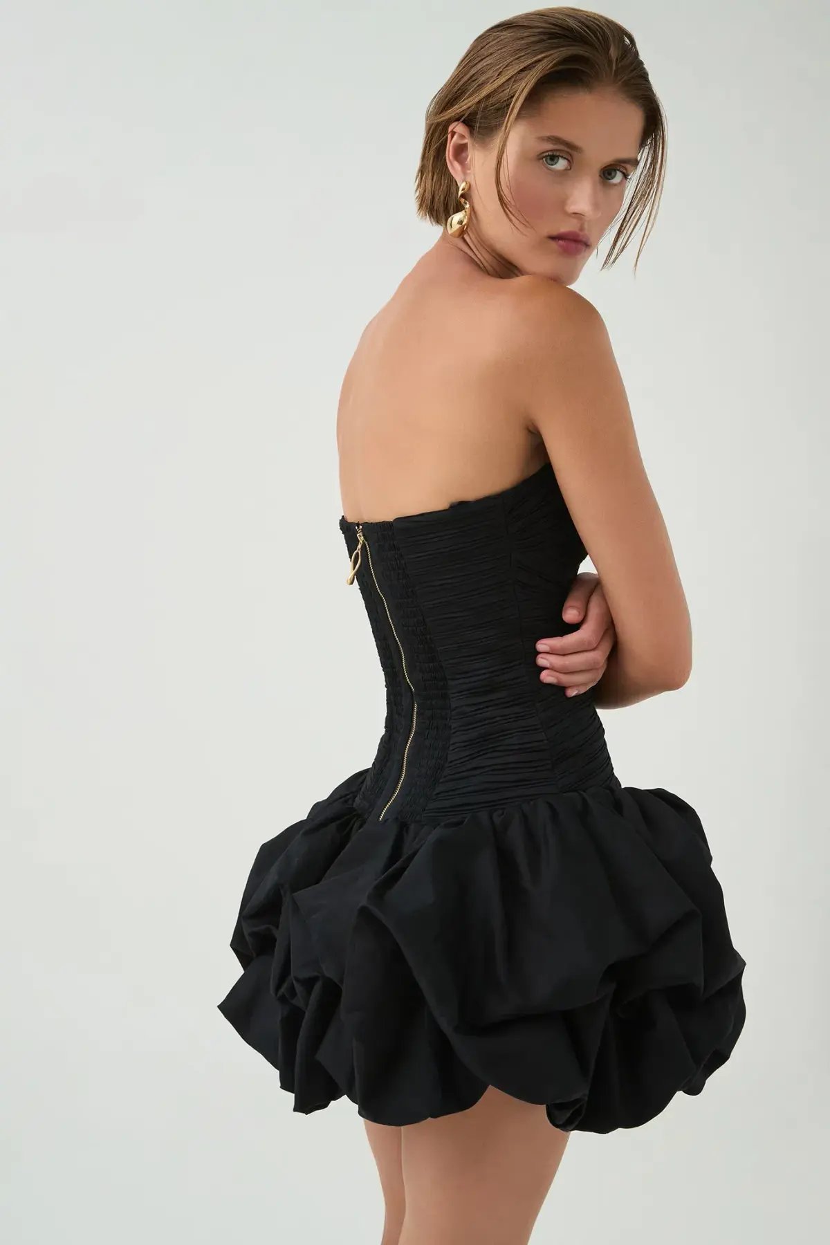 Aje Violette Bubble Hem Mini Dress in Black Size 12 photo 4