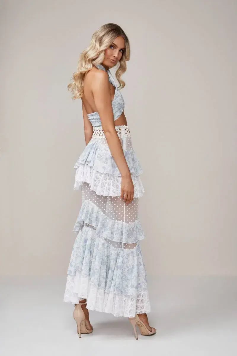 Ixiah The Label Outlaw Beaded Skirt & Bandeau Set Floral Size 6 photo 3