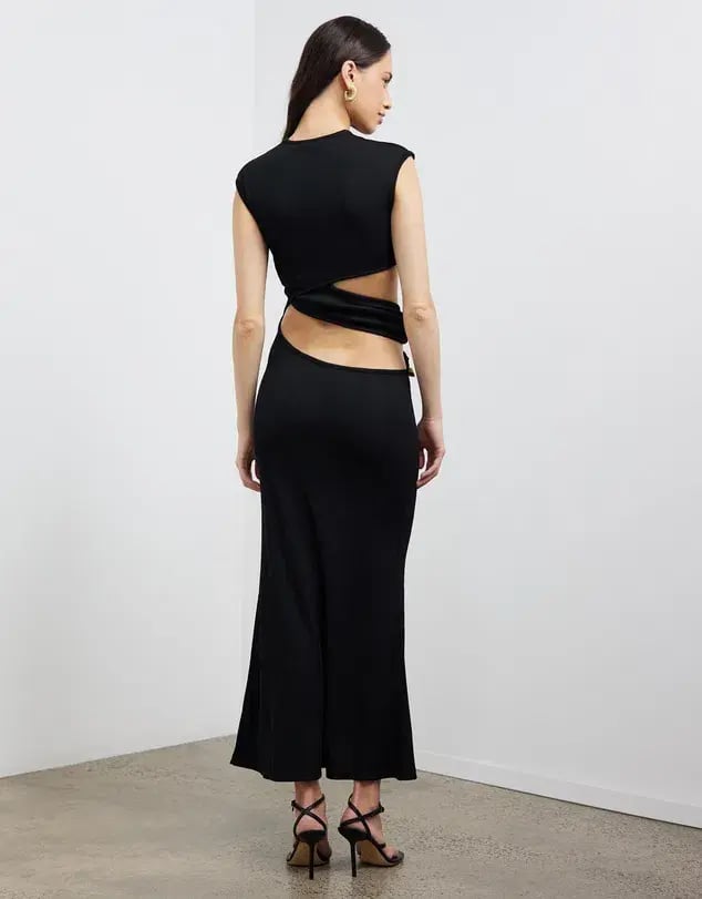 Christopher Esber Elongated Distorted Quartz Split Dress Black Size 8 photo 3