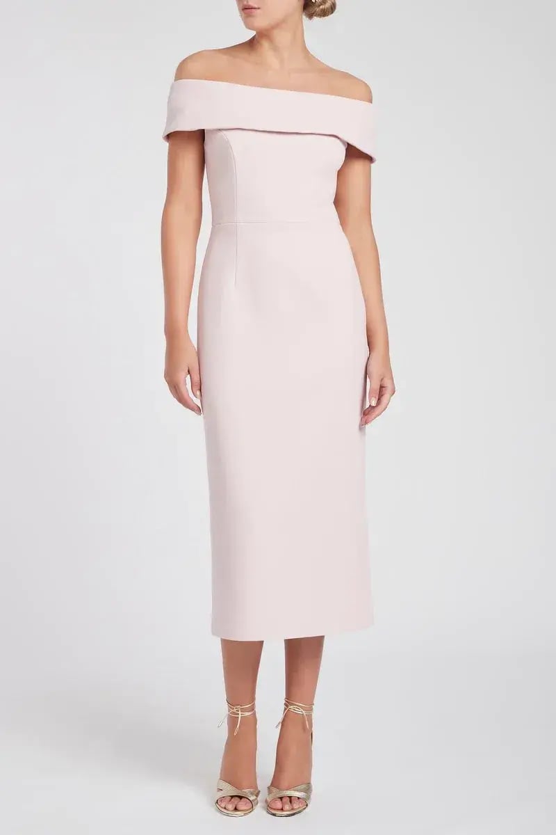 Rebecca Vallance Amore Off The Shoulder Midi Dress Pink Size 6 photo 5
