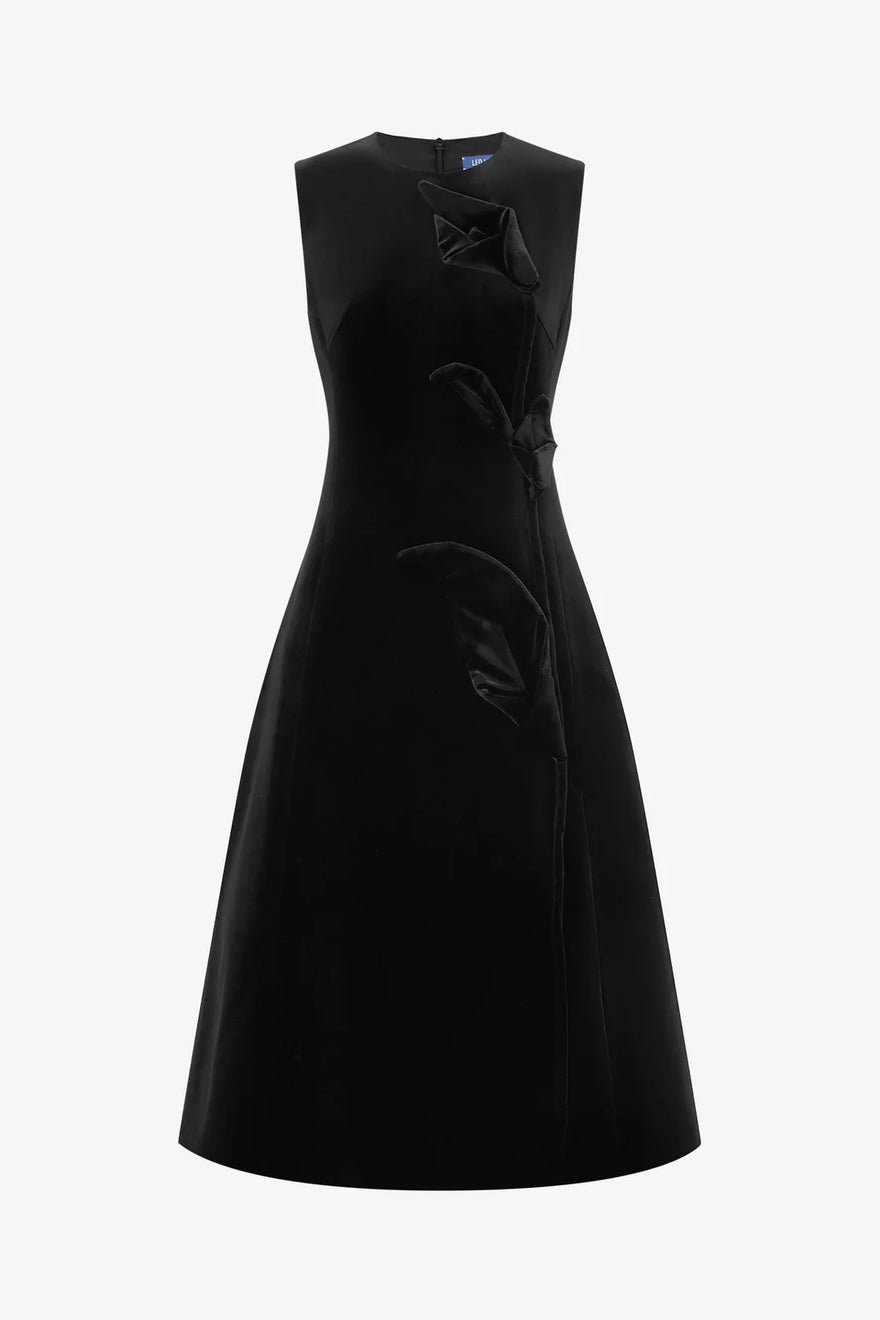 Leo Lin Cleo Velvet Sleeveless Midi Dress - Ebony photo 2