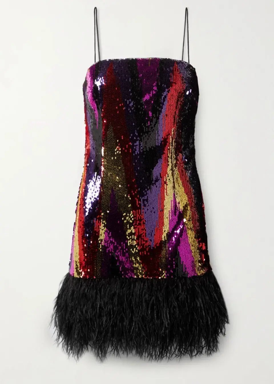 Rebecca Vallance Kaia Feather-Trimmed Sequin Tulle Mini Dress Multi Size 10 photo 5