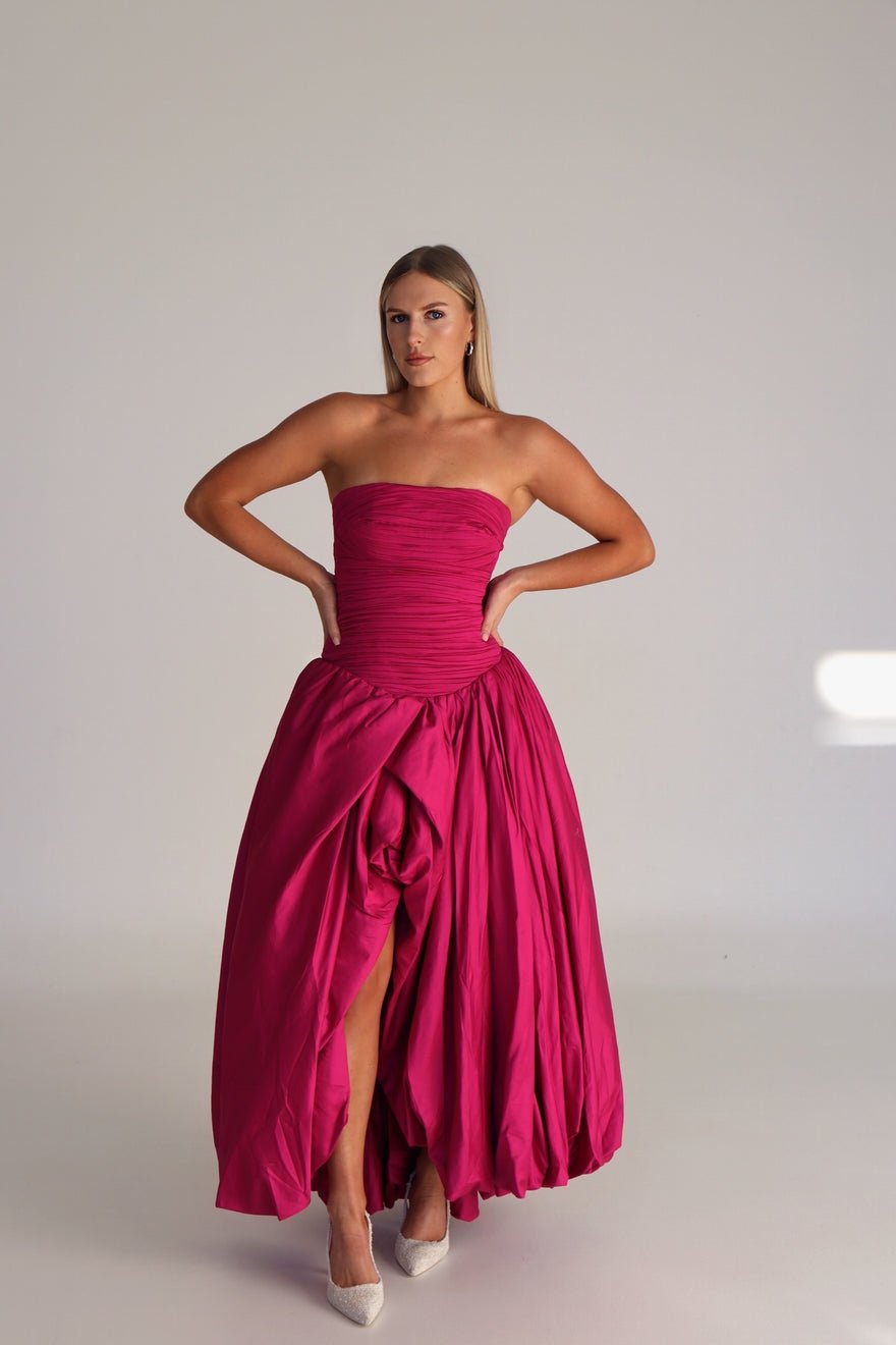 Aje Bubble Hem Gown Deep Magenta photo 2