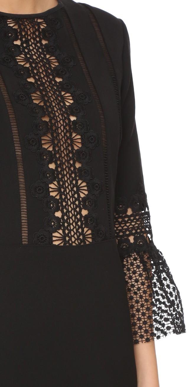 Self Portrait Black Lace Cocktail Dress Black Size 8 photo 3