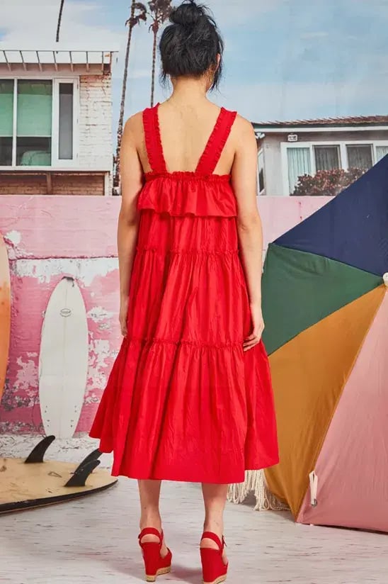 Trelise Cooper What's Flowing On Dress Red Size 12 photo 3