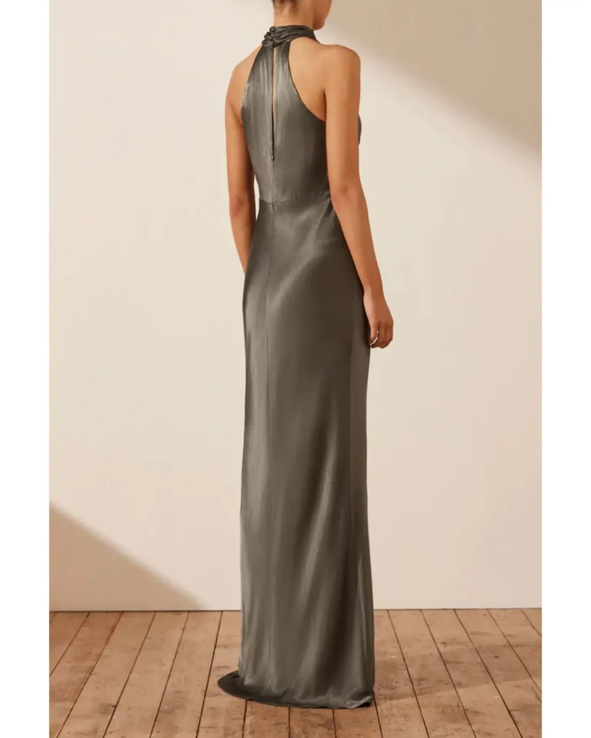 Shona Joy La Lune High Neck Twist Maxi Dress Olive Size AU 10 photo 3