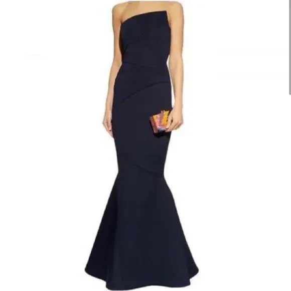Rachel Gilbert Adelia Strapless Maxi Gown Navy Size 6 photo 4