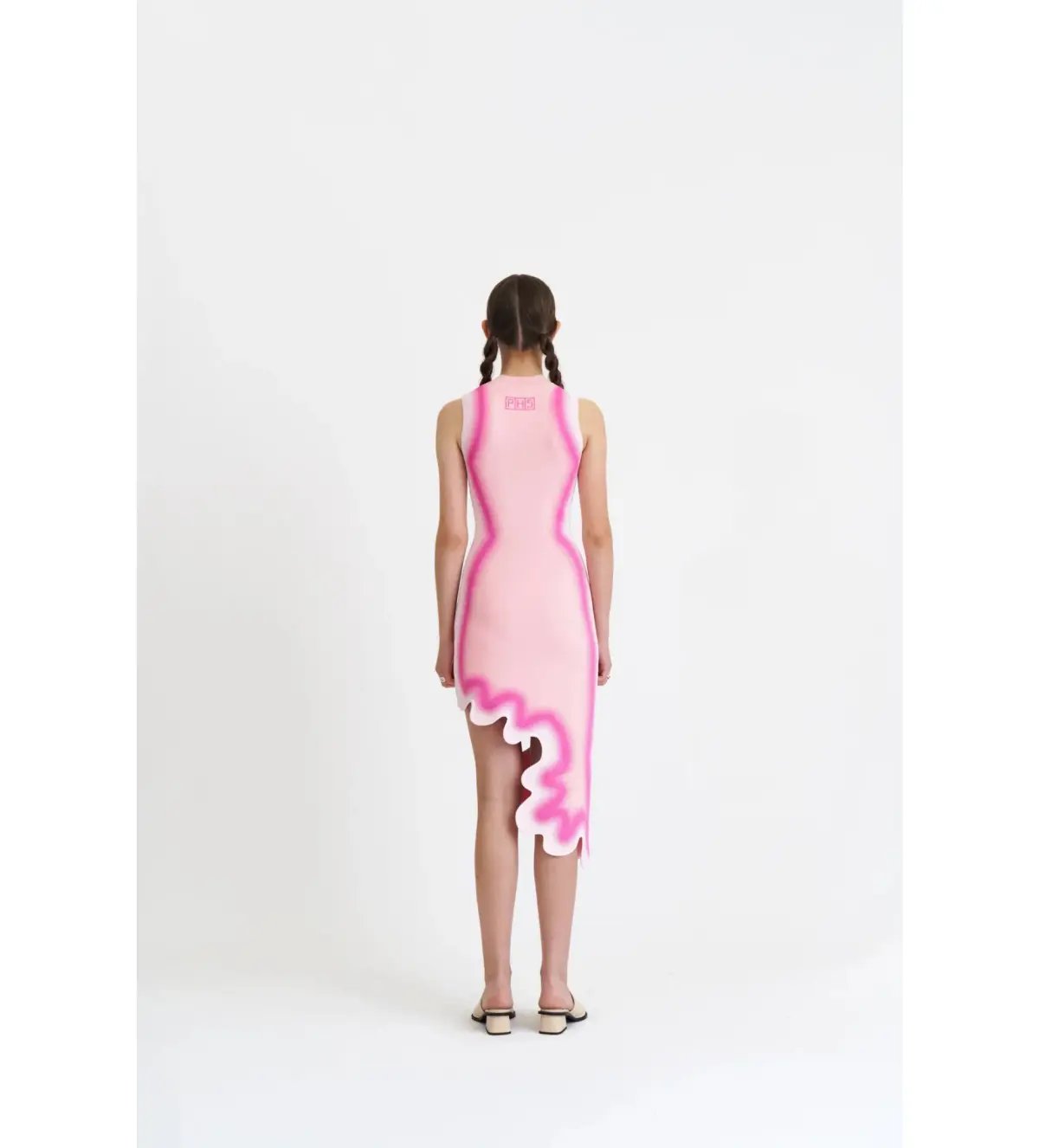 PH5 Brooklyn Wavy Asymmetric Midi Dress in Chiffon Pink Size M / AU 12 photo 3