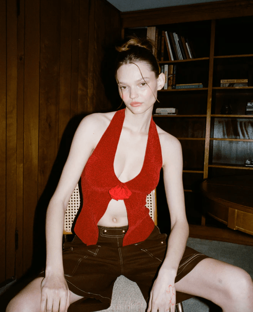 With Jean Rose Top in Red photo 3