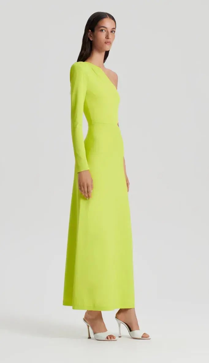 Scanlan Theodore Crepe Knit One Shoulder Gown Neon Size S/AU 8 photo 2