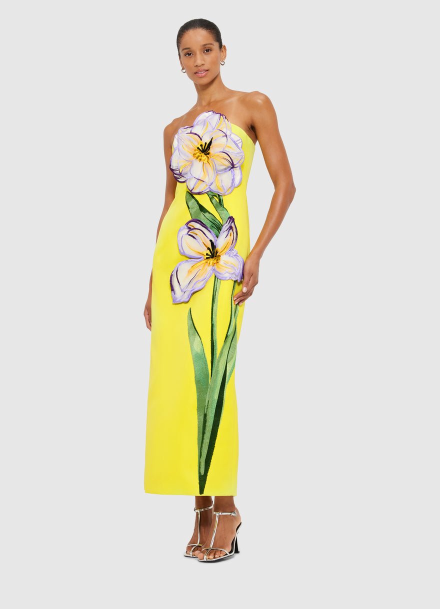 Leo Lin Rayne Appliqué Floral Midi Dress. photo 4