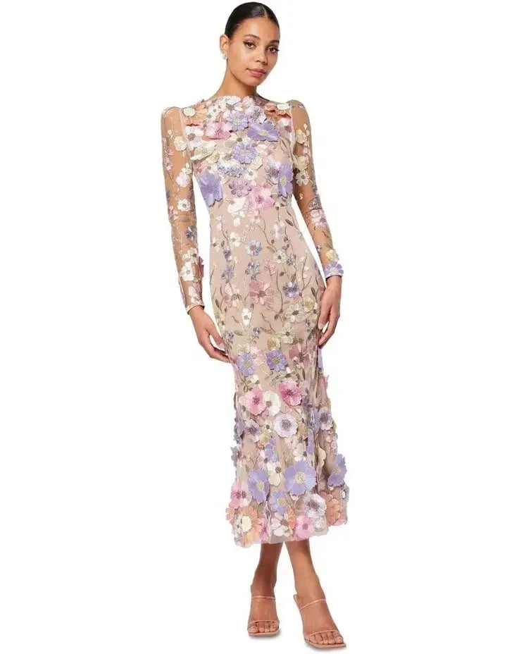 Elliatt Shannon 3d Floral Midi Dress in Purple Size AU 10 photo 2