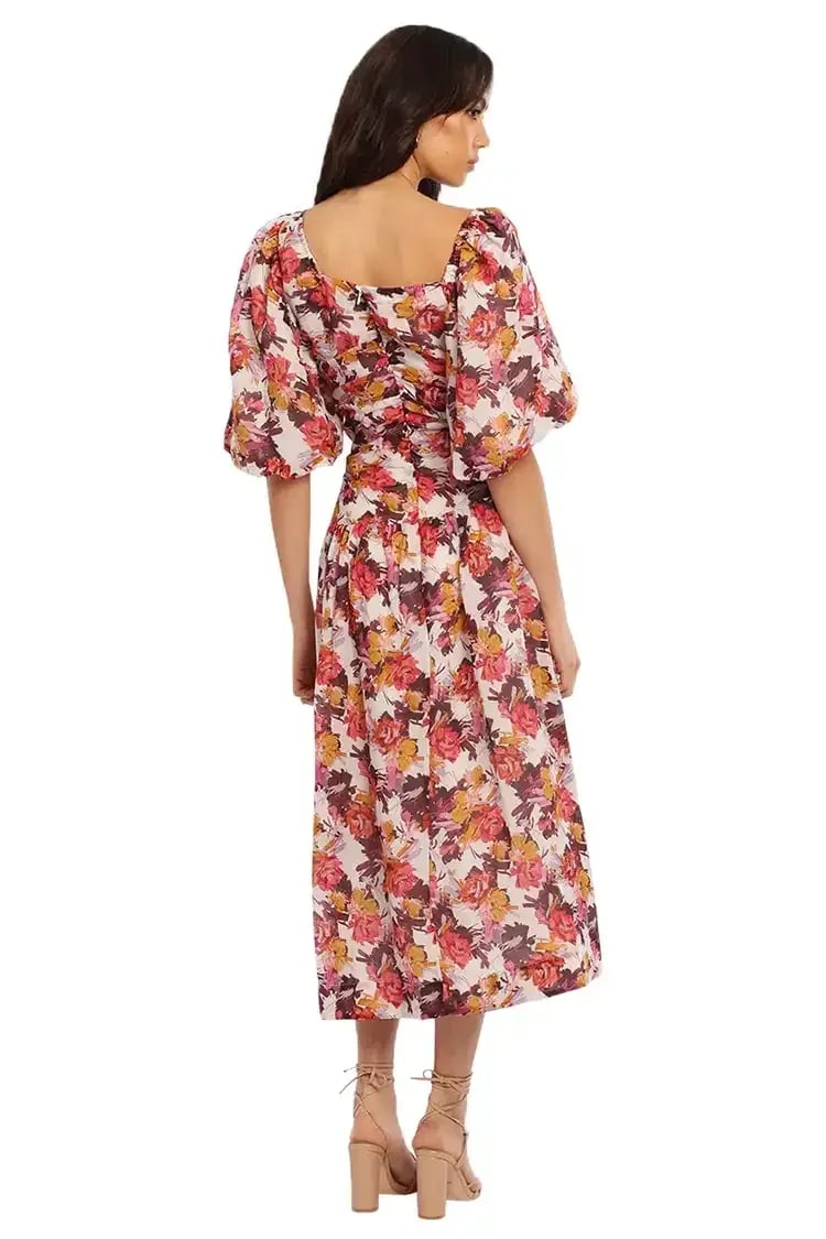 Nicholas Wren Midi Dress in Darlington Grey Floral Size 8 photo 3