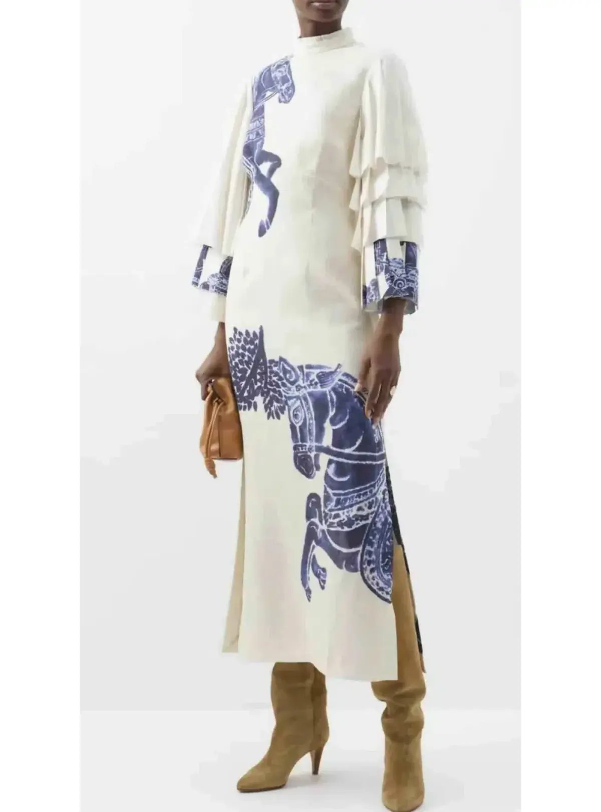 Alemais Rider Midi Dress Cream/Blue Size AU 10 photo 2