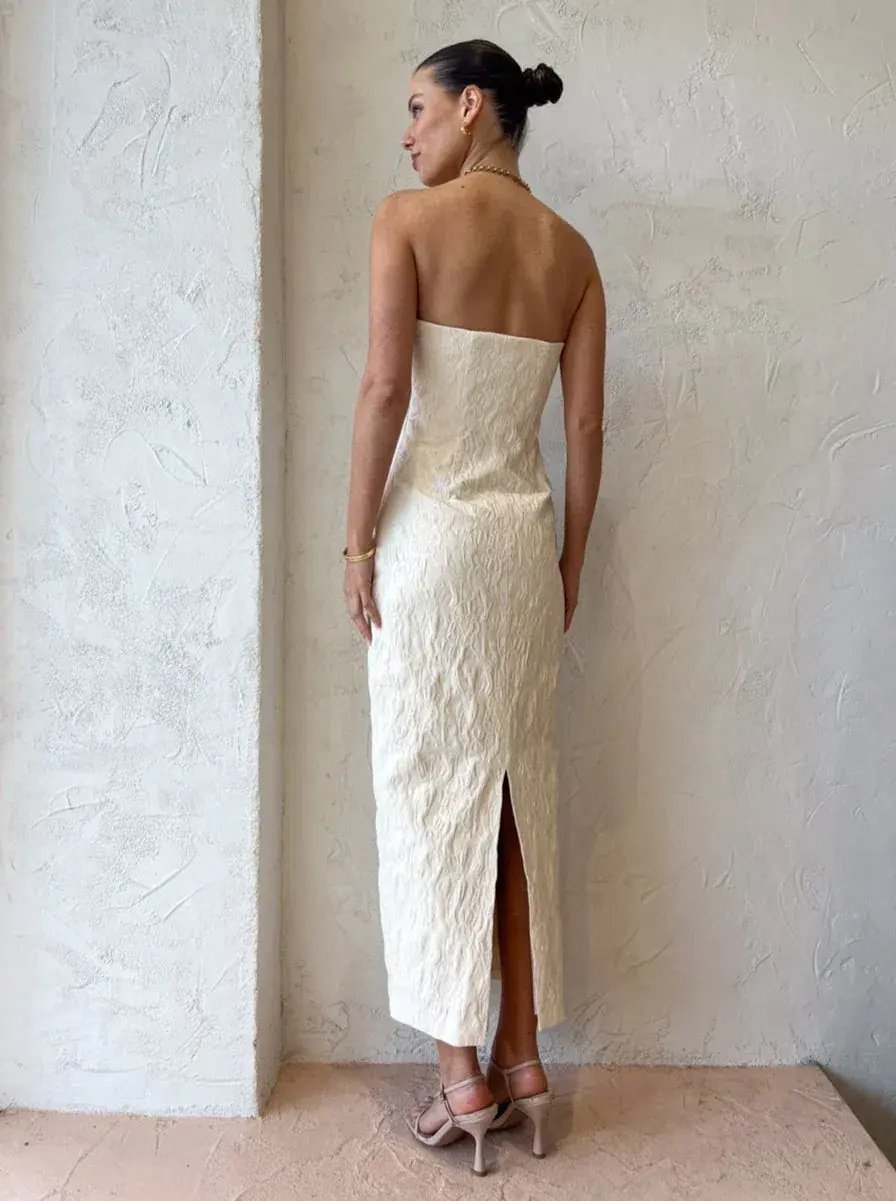 Sir the Label Etienne Column Gown Cream Size 8 photo 4