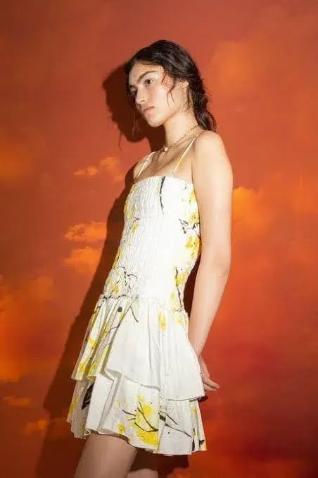 Aje Mimosa Shirred Ruffle Mini Dress Print Size 8 photo 4