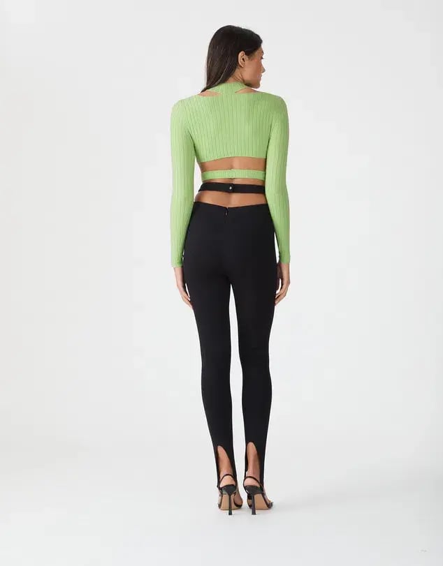 San Sloane Richards Rib Knit Top in Green Size 8 photo 3