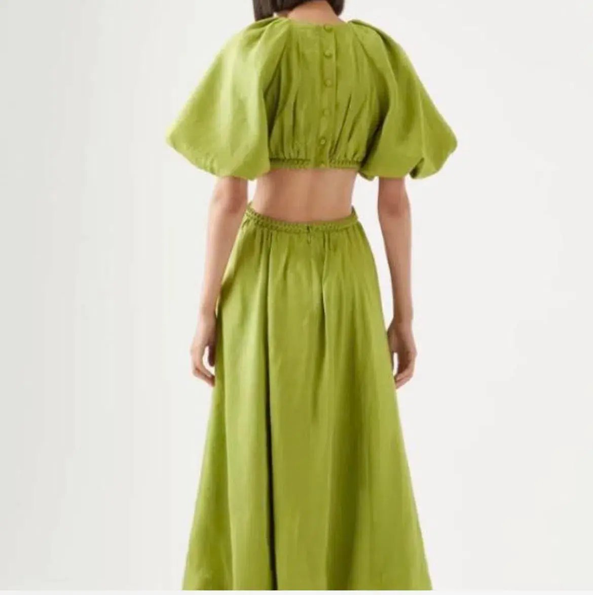 AJE Capucine Puff Sleeve Midi Dress in Verdant Green Size 8 photo 4