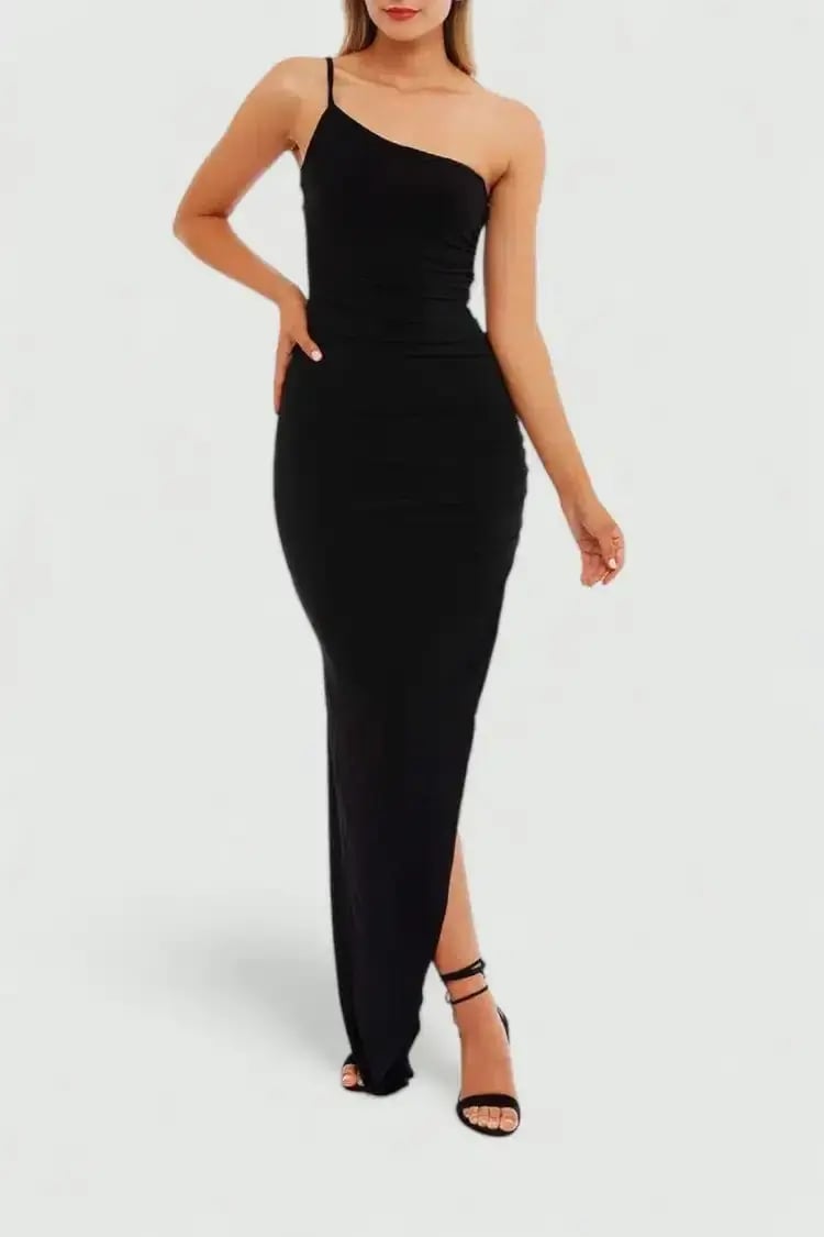 Nookie Aria One Shoulder Gown in Black Size 6 photo 2