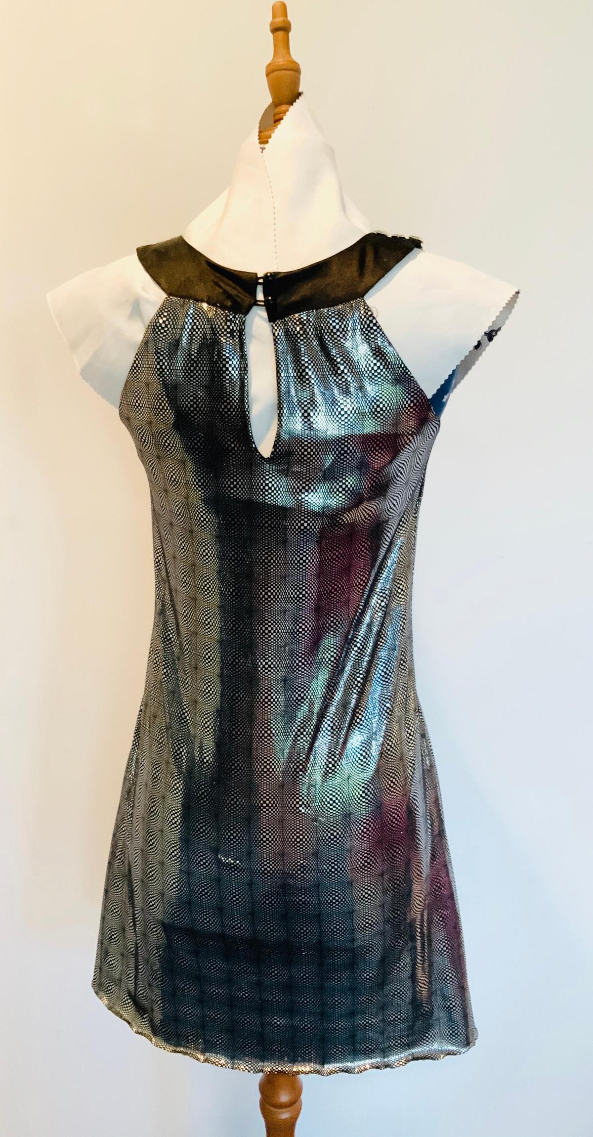 Valentino black and silver geometric mini dress photo 5