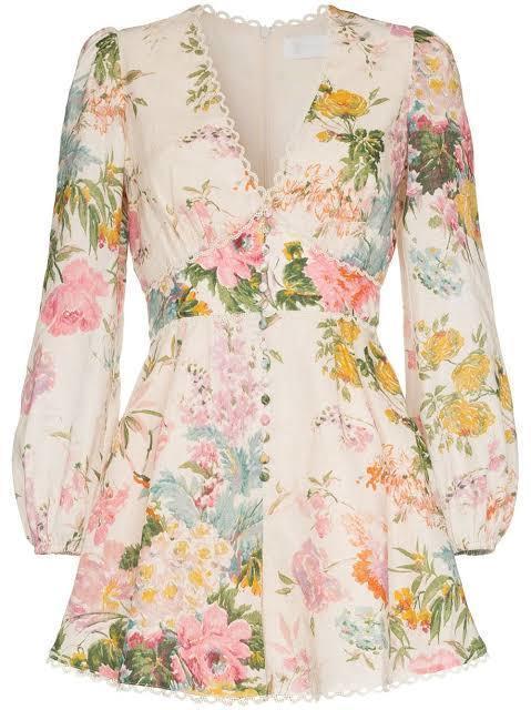 Zimmermann Heathers Linen Playsuit Garden Floral Size 1 / AU 10 photo 5
