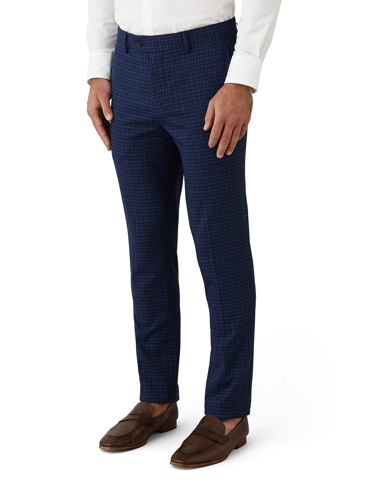 Uber Stone Blue Lewis Check Suit Trouser photo 2
