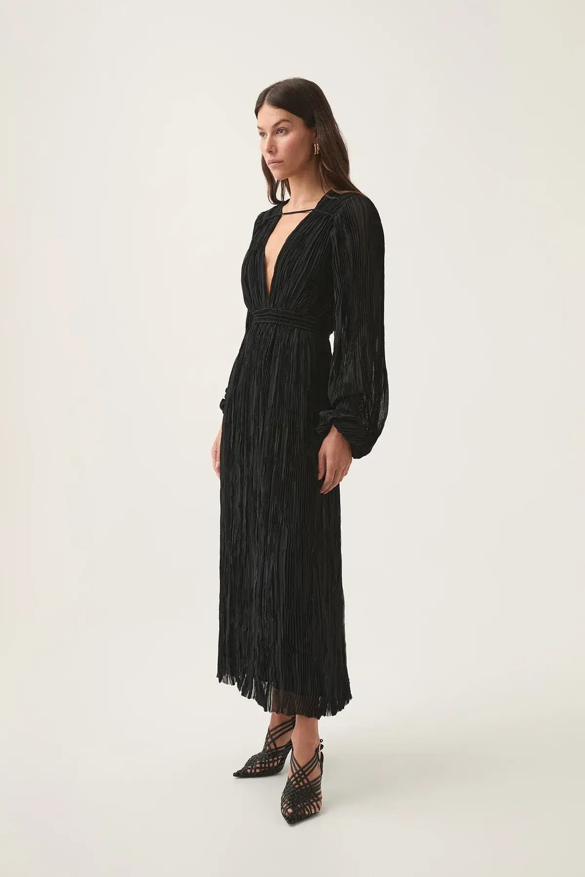 AJE Genevieve Pleated Midi Dress in Black Size S/AU8 photo 2