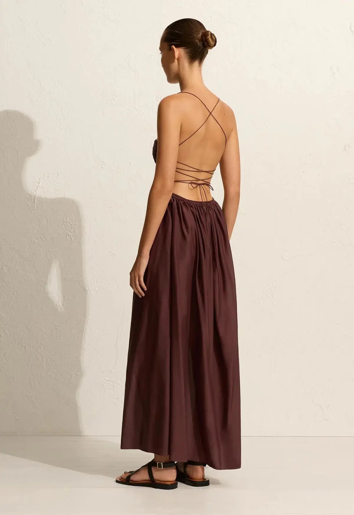 Matteau Gathered Lace Up Dress Brown Size 1/ AU 6 photo 4