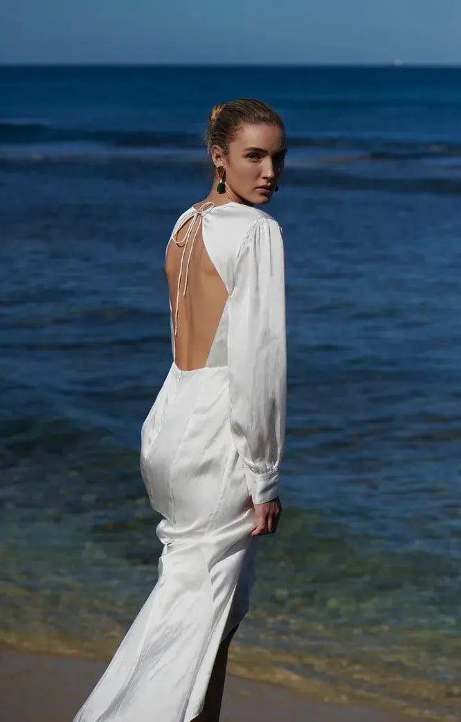 MLM the Label Open Back Lennon Gown Cream Size 8 photo 3