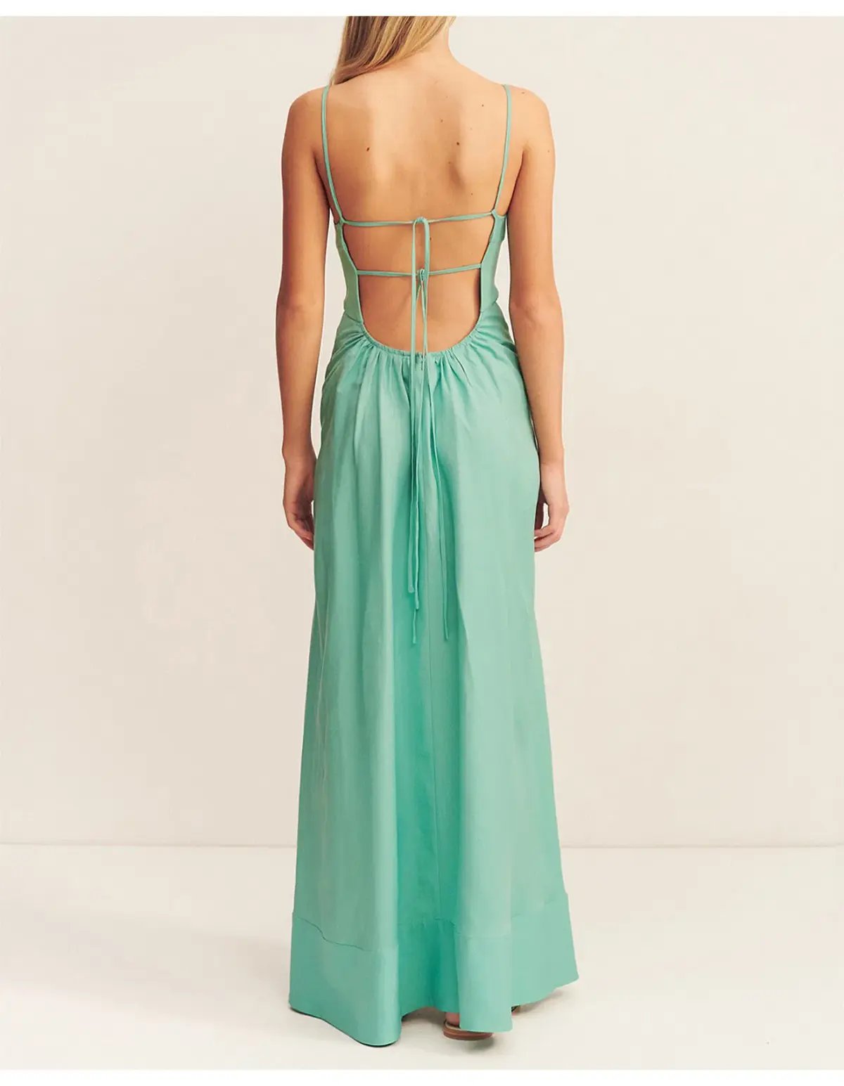 Shona Joy Alec Low Open Back Maxi Dress Pool Blue Size 10 photo 3