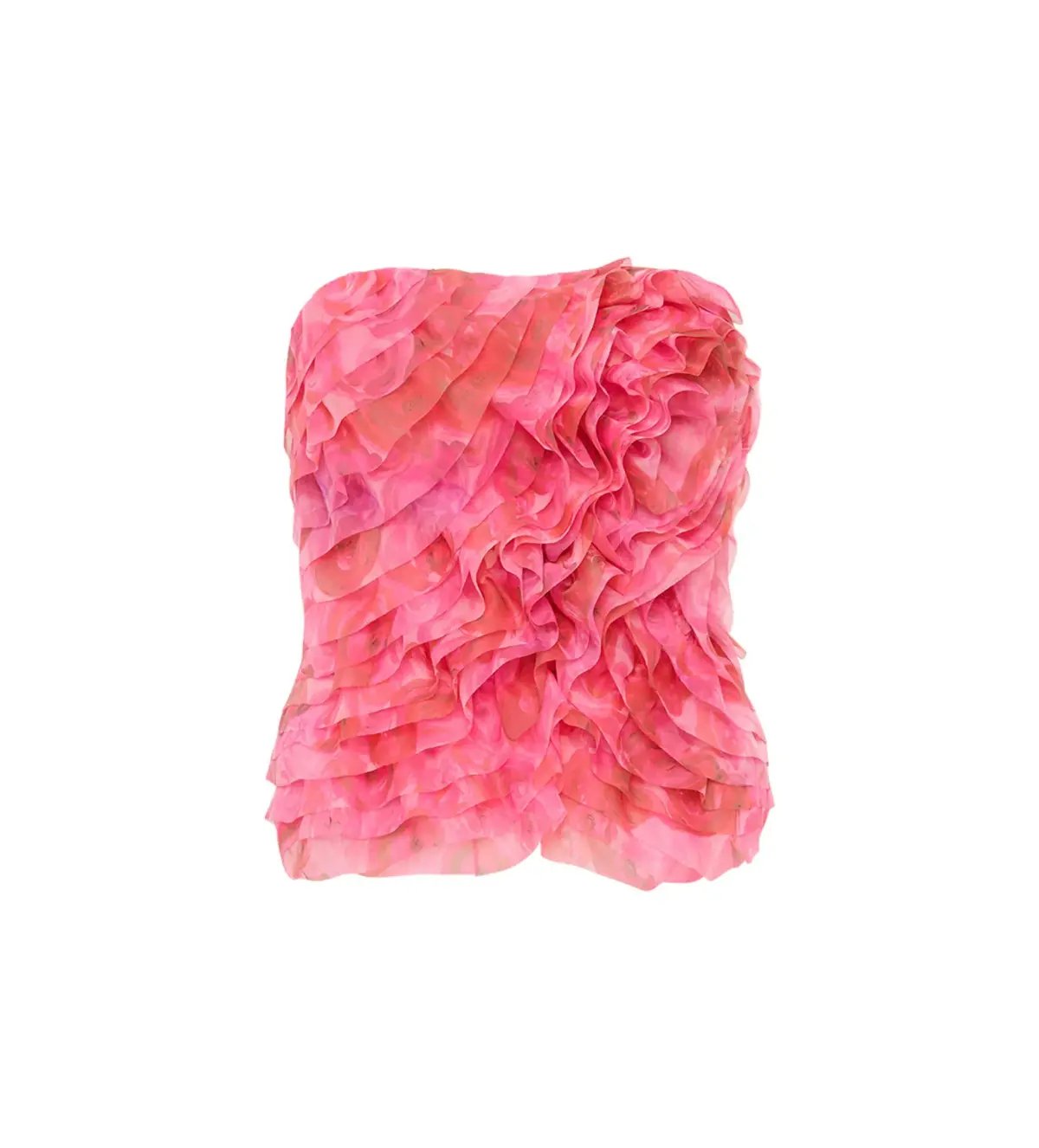 Aje Charmed Rosette Ruffle Bustier with Valeria Asymmetrical Midi Skirt in Misty Rose Size 6 photo 4