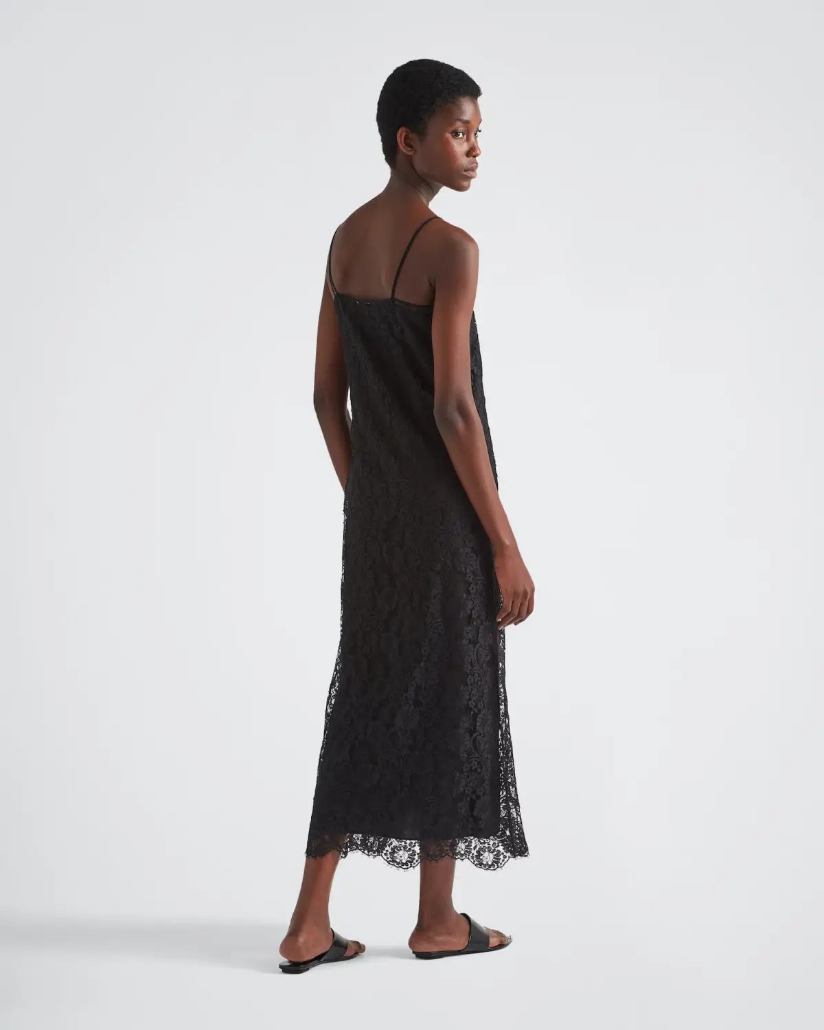 Prada Lace Midi Dress Black Size 36 / AU 4 photo 3